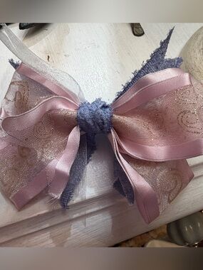 Handmade Decorative Bow in Dusty Pink and Lavender